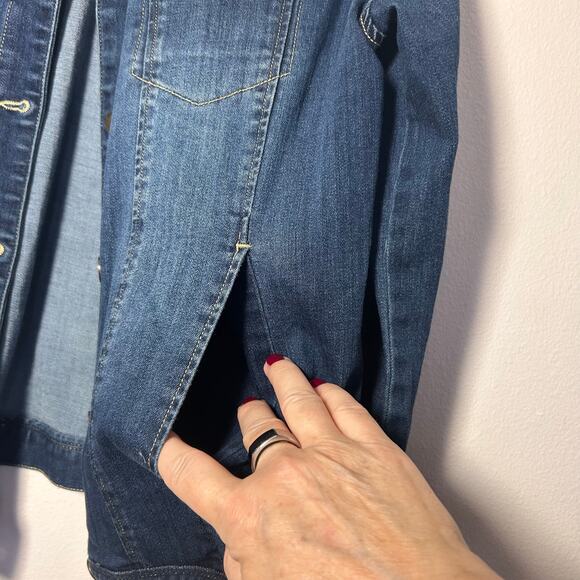 Democracy Denim Jean Jacket Blue Medium Wash Size Large Casual Western Travel - Picture 5 of 11